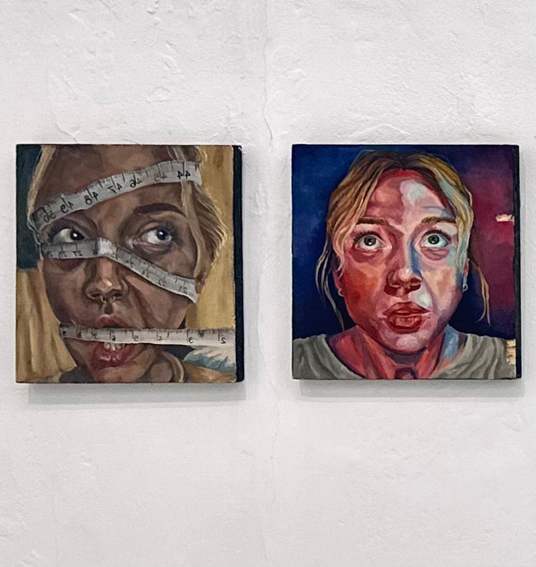 Cycle (Diptych) - Oil on Wooden Blocks 8in x 8.5in